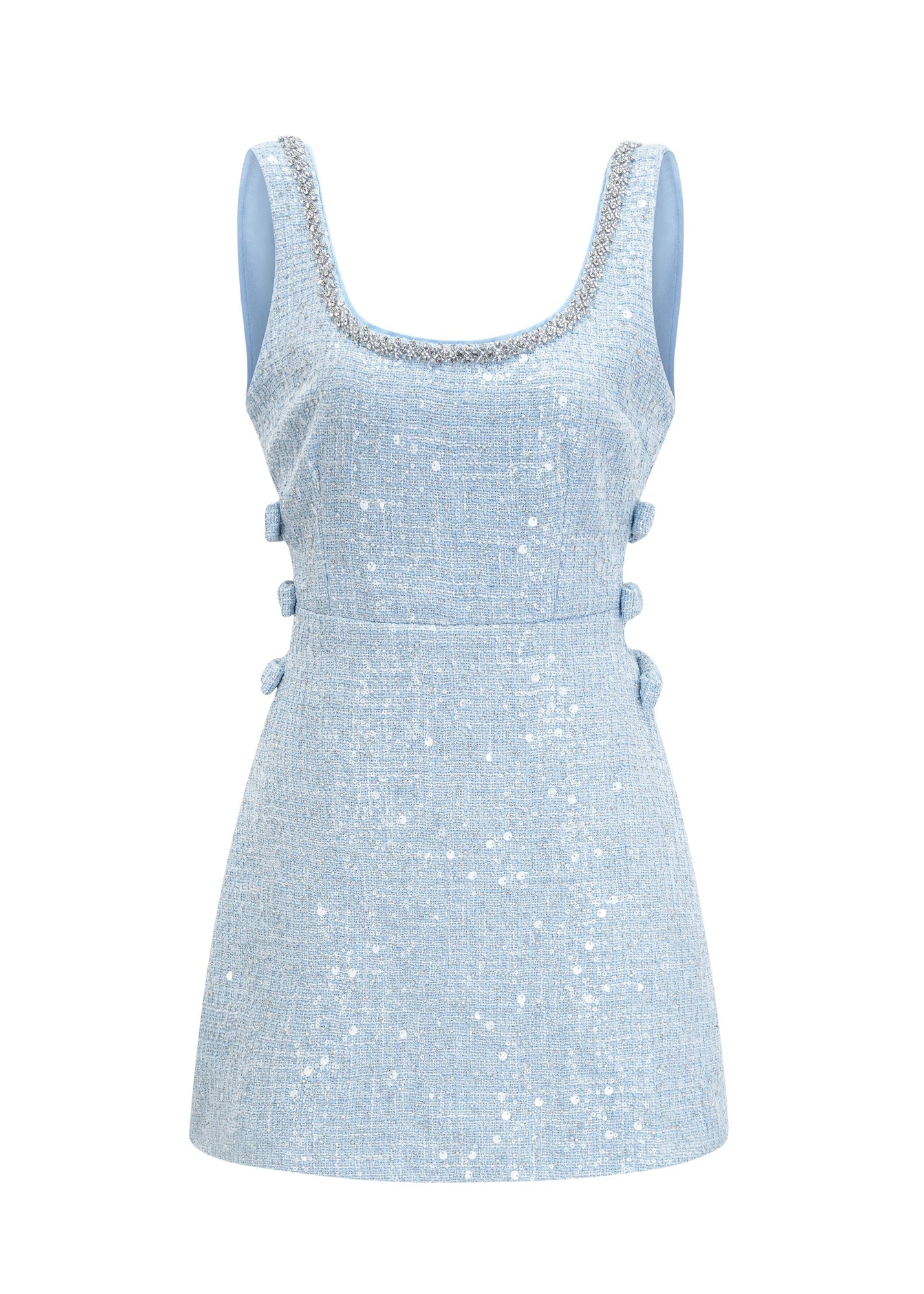 Lolek Blue Tweed Sequined Mini Dress