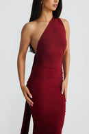 Garze Backless Maxi Dress In Wine Red
