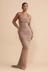 Dalal Backless Maxi Dress In Latte