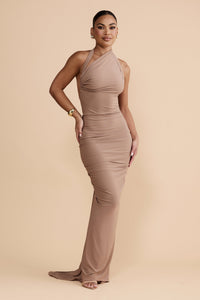 Dalal Backless Maxi Dress In Latte
