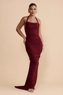 Dalal Backless Maxi Dress In Wine Red