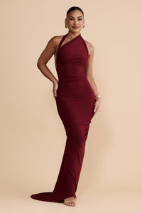 Dalal Backless Maxi Dress In Wine Red
