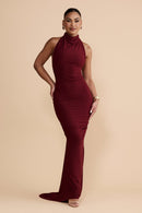 Dalal Backless Maxi Dress In Wine Red