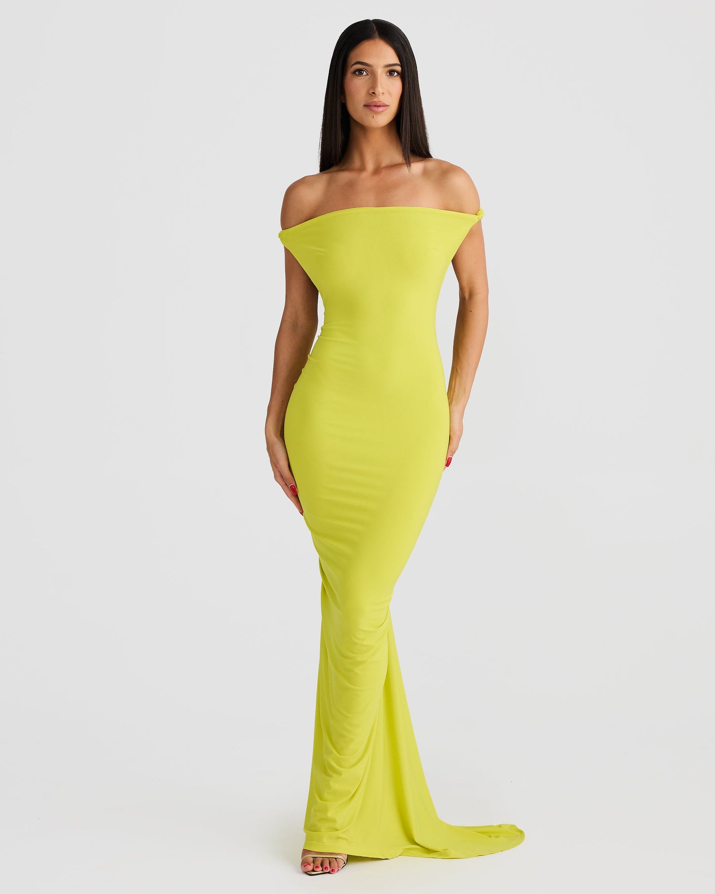 Misael Halterneck Backless Maxi Dress In Chartreuse