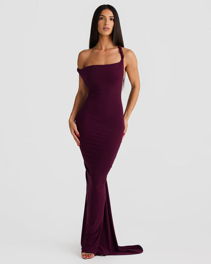 Misael Halterneck Backless Maxi Dress In Purple