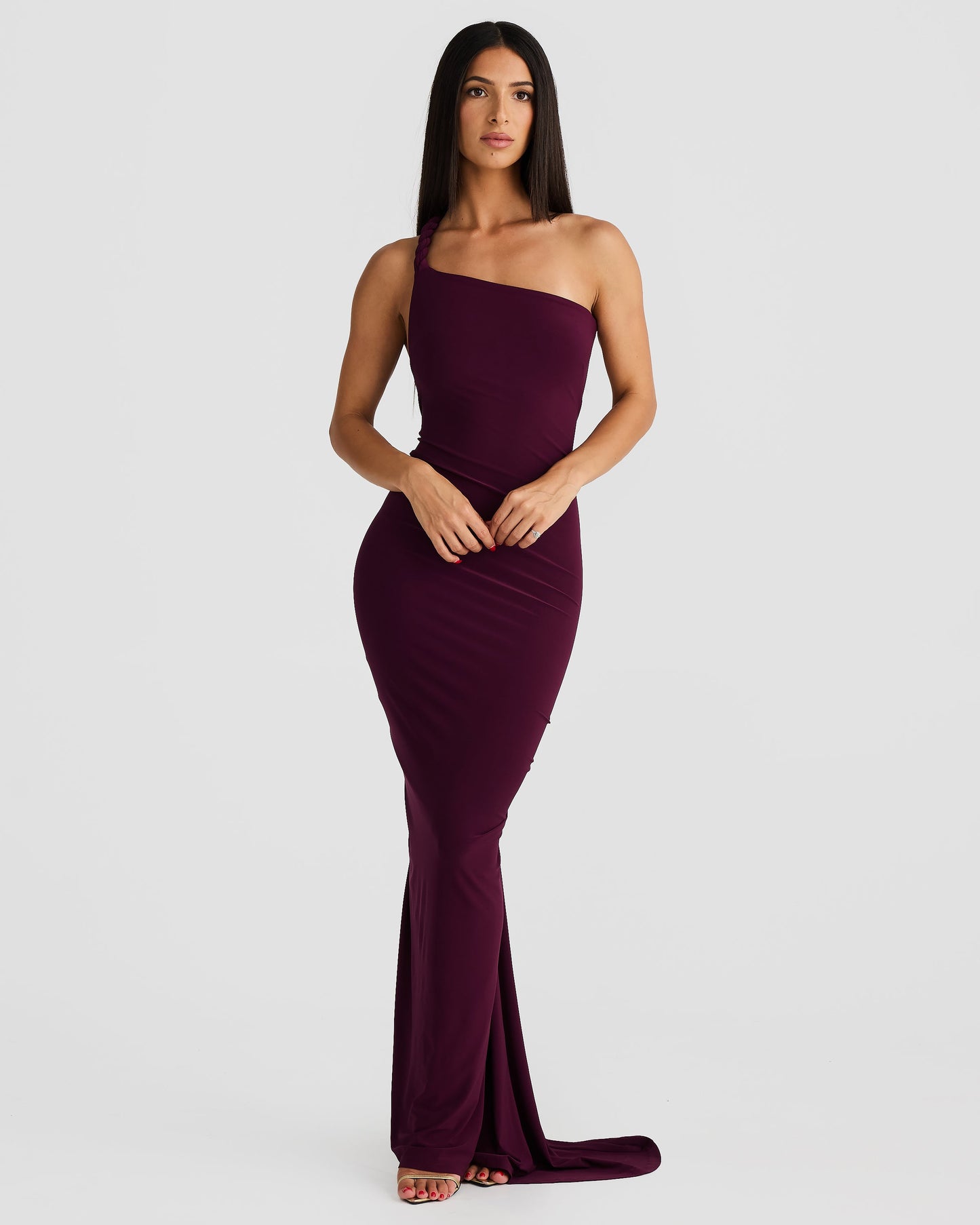 Misael Halterneck Backless Maxi Dress In Purple