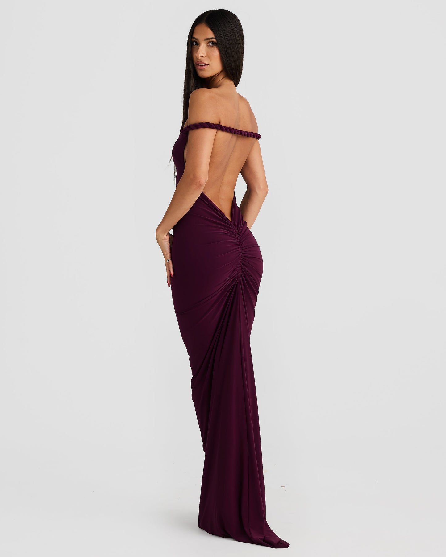 Misael Halterneck Backless Maxi Dress In Purple