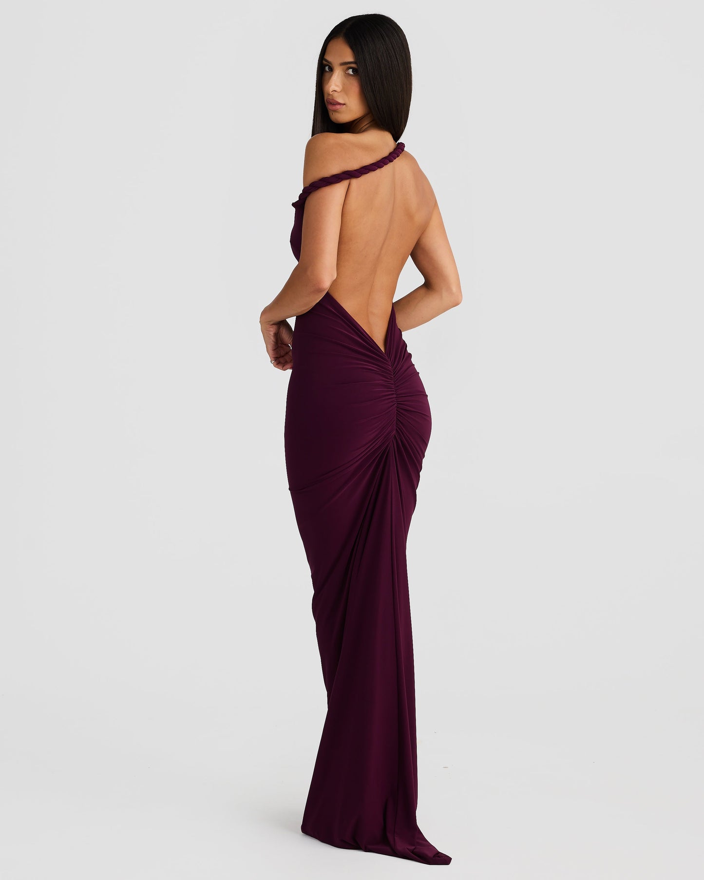 Misael Halterneck Backless Maxi Dress In Purple