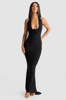 Artie Halterneck Backless Maxi Dress In Black