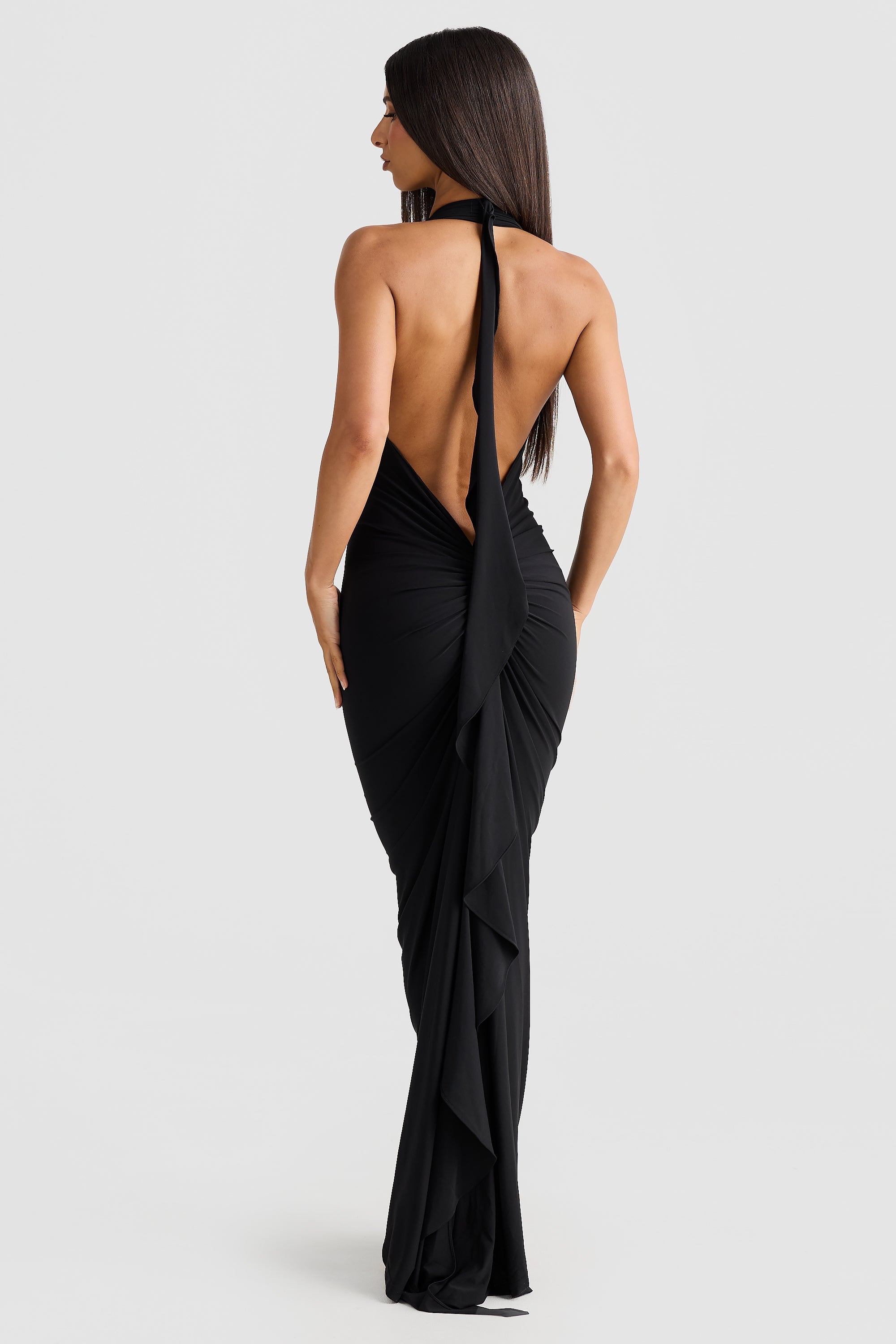 Artie Halterneck Backless Maxi Dress In Black