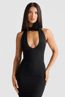 Artie Halterneck Backless Maxi Dress In Black