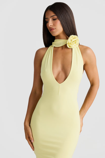 Artie Halterneck Backless Maxi Dress In Yellow