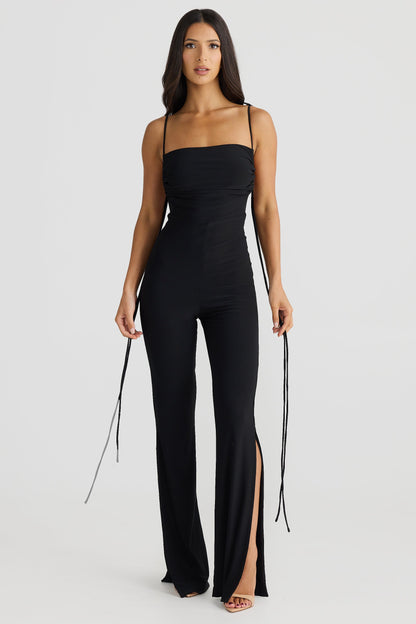 Nele Lace Up Jumpsuit In Black