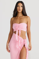 Jamila Strapless Floral Pleated Maxi Dress In Pink