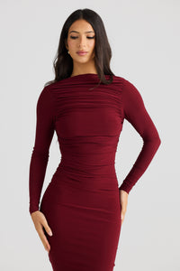 Latrisha Backless Maxi Dress In Burgundy