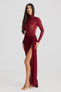 Albane Lace Backless Bodysuit Long Dress Two Piece Set