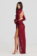 Albane Lace Backless Bodysuit Long Dress Two Piece Set