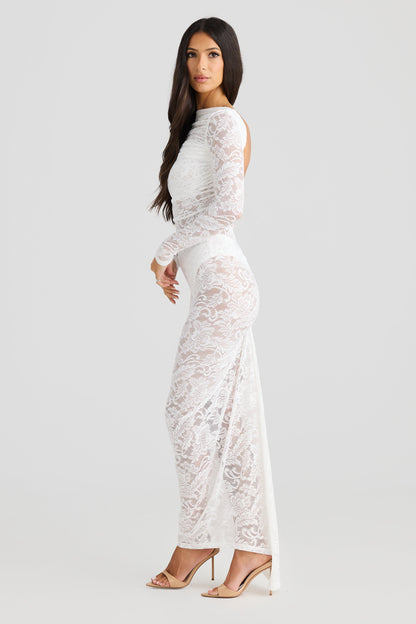 Timeo Lace Maxi Dress In White