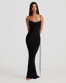 Birtin Backless Halter Maxi Dress In Black