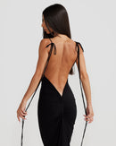 Birtin Backless Halter Maxi Dress In Black