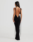 Birtin Backless Halter Maxi Dress In Black