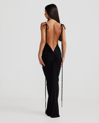 Birtin Backless Halter Maxi Dress In Black
