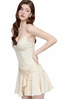 Virdex Satin Embroidered Mini Dress