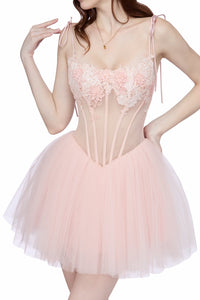 Kasmel Floral Lace Embroidered Mini Dress