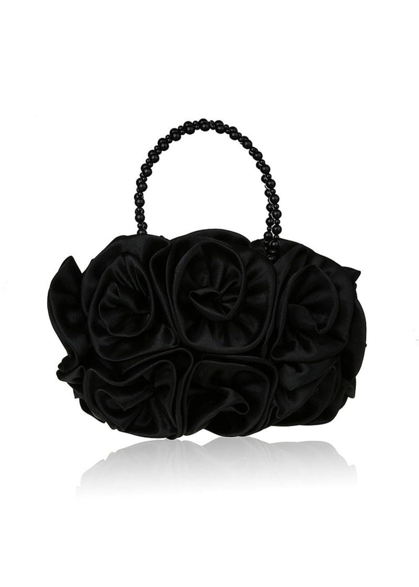 Yasir Satin Rosettes Pearl Handbag