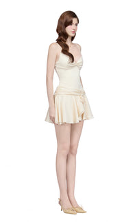Virdex Satin Embroidered Mini Dress