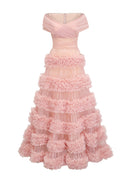 Sidonie Pink Tiered Maxi Dress