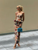 Fardune Floral Ruffled Midi Dress