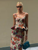 Fardune Floral Ruffled Midi Dress