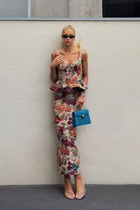 Fardune Floral Ruffled Midi Dress