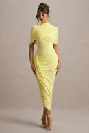Avelis Asymmetric Twisted Cape Midi Dress