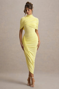 Avelis Asymmetric Twisted Cape Midi Dress
