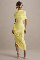 Avelis Asymmetric Twisted Cape Midi Dress