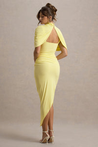 Avelis Asymmetric Twisted Cape Midi Dress