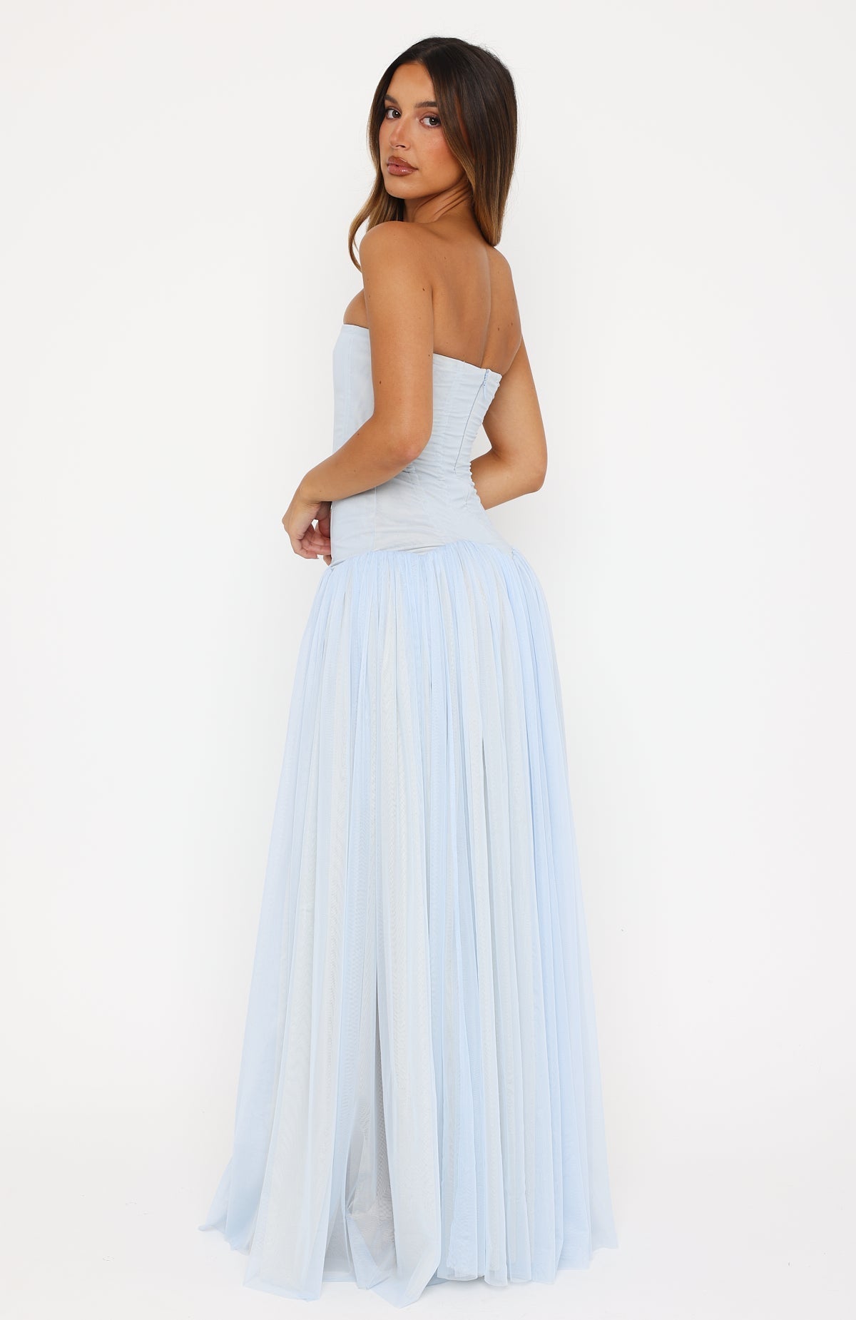 Kelora Mesh Maxi Dress In Baby Blue