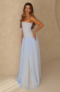 Kelora Mesh Maxi Dress In Baby Blue