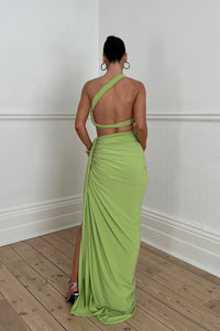 Labelle Slanted Shoulder Halter Set In Green