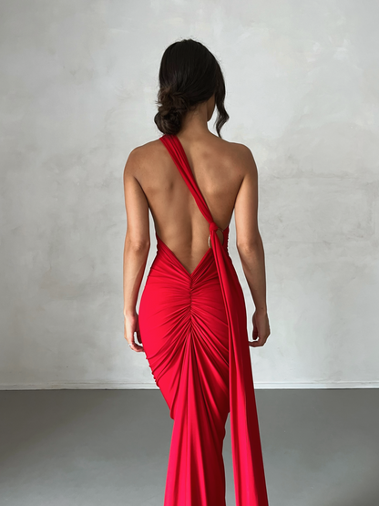 Garze Backless Maxi Dress In Red