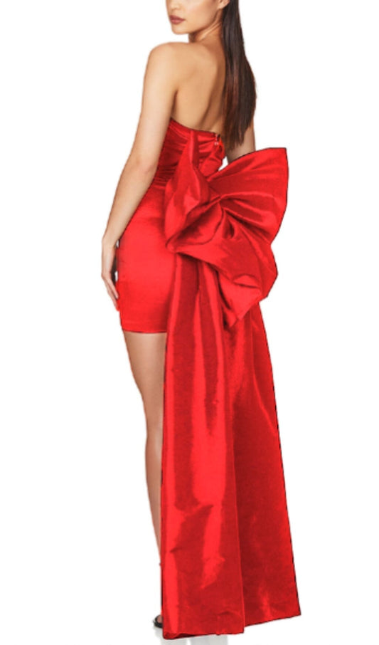 Kidia Strapless Bowknot Mini Dress In Red