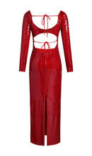 Lialy Sequin Embroidered Cutout Maxi Dress In Red