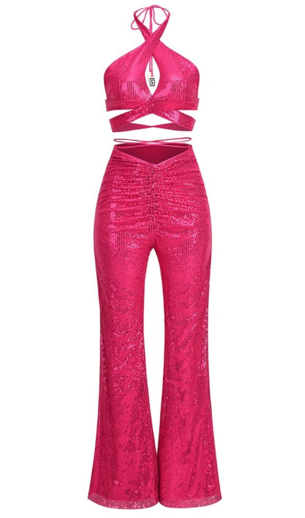 Clemma Sequin Cutout Suit In Pink