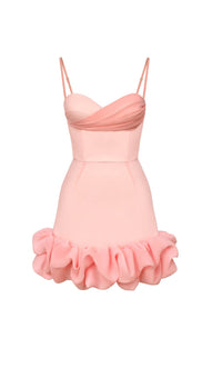 Tiza Ruffled Corset Mini Dress In Peach