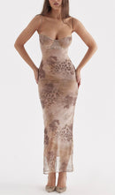 Kinsley Cream Floral Print Maxi Dress