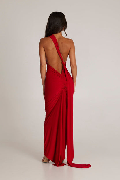 Garze Backless Maxi Dress In Red