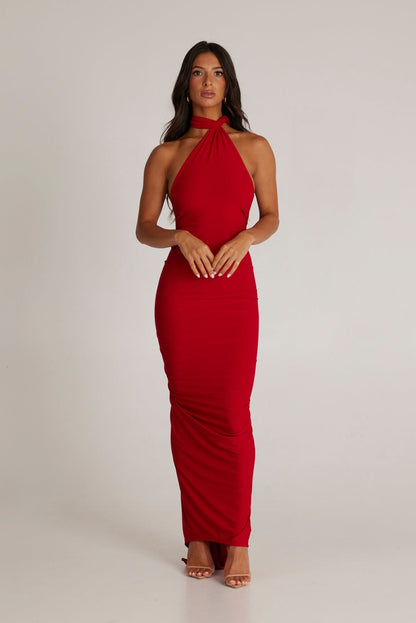 Garze Backless Maxi Dress In Red