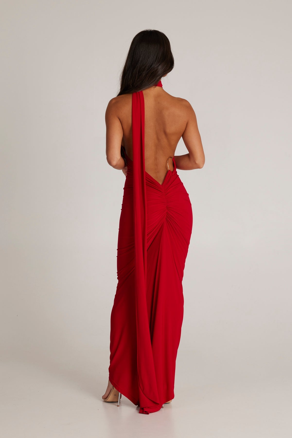 night nova red dress Karen Cutout Halter Backless Maxi Dress In Red Night Novas